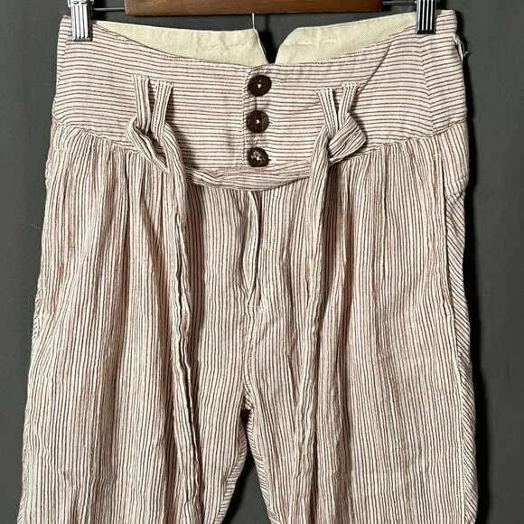 Free People Rumors Yarn Dye Harem Pant Size 0 Tan - Picture 9 of 11